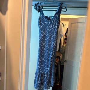Abercrombie & Fitch Navy Polka Dot Midi Dress
